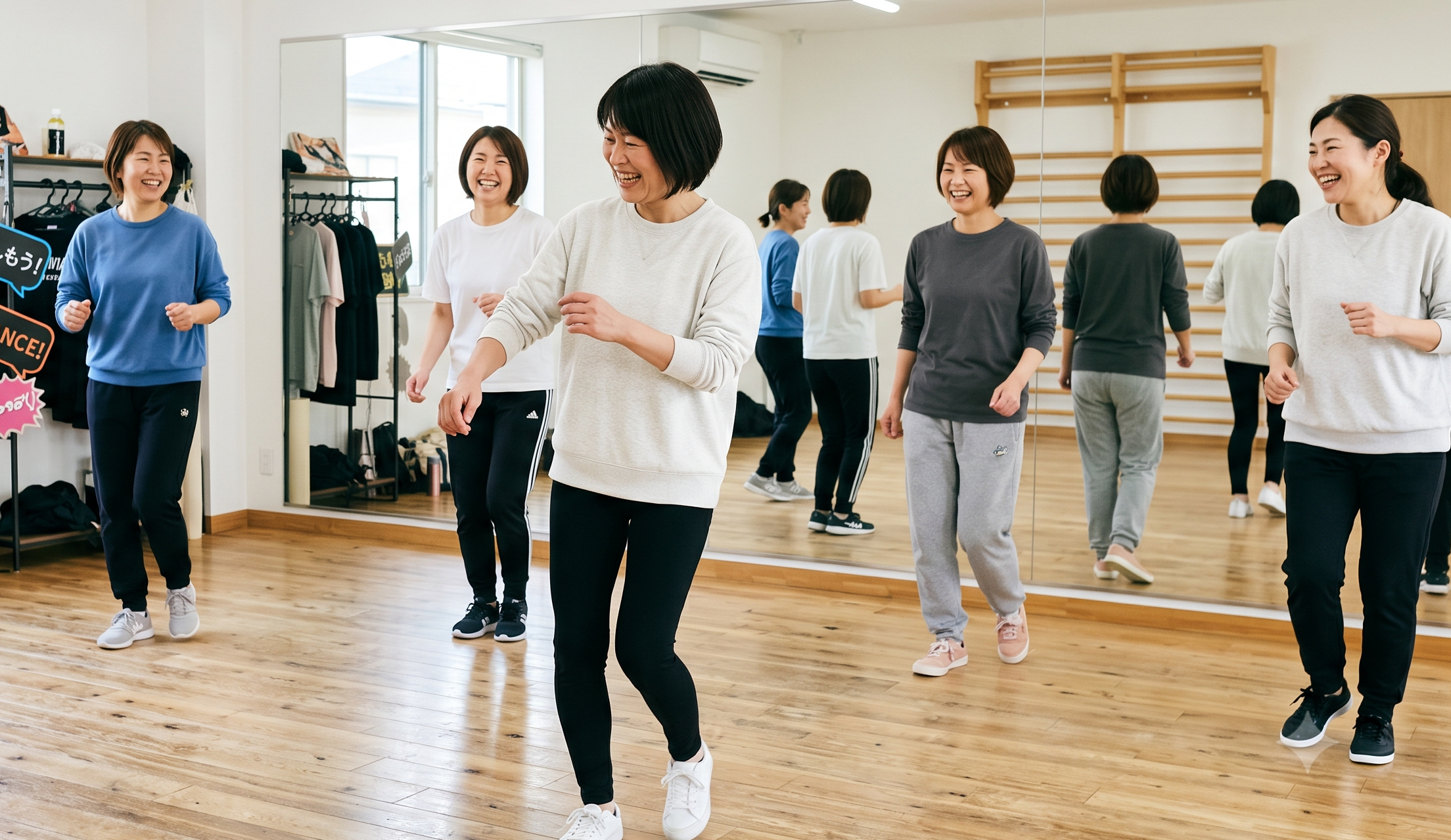 Lrのちょー初心者ダンスレッスンを楽しむ大人の女性たち